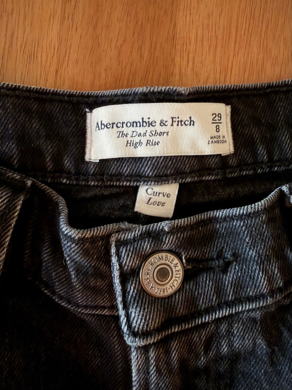 Abercrombie & Fitch Washed Black High-Rise Denim Shorts - Picture 3 of 3